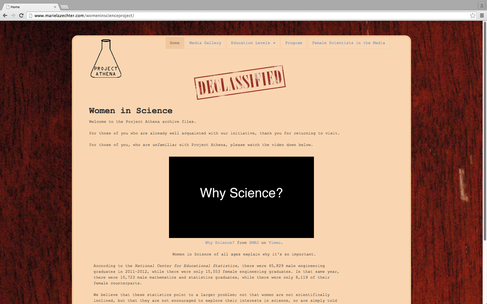 "Women in Science Website Preview."